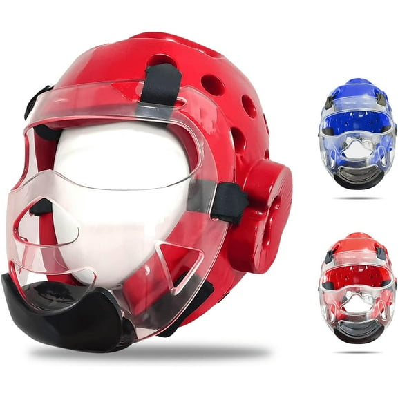 Kids & Adults Taekwondo Karate Headgear MMA Martial Arts Helmet, with Removable Face Shield, Soft Head Gear for Martial Art Grappling Muay Thai Kickboxing Taekwondo