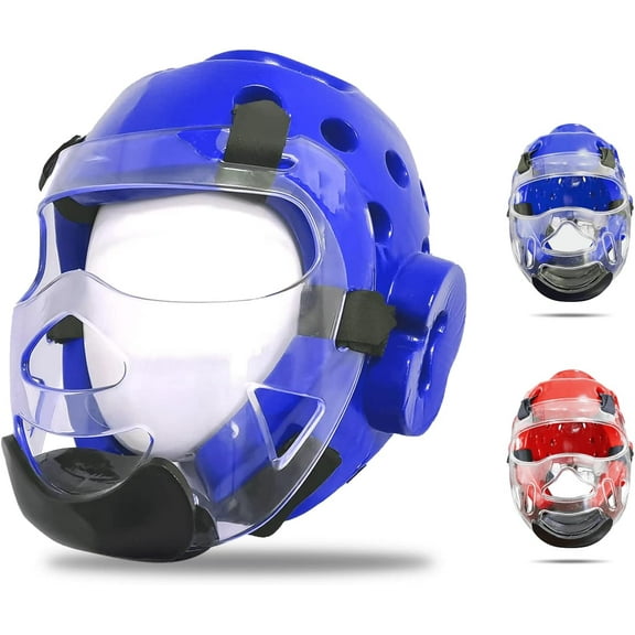 Kids & Adults Taekwondo Karate Headgear MMA Martial Arts Helmet, with Removable Face Shield, Soft Head Gear for Martial Art Grappling Muay Thai Kickboxing Taekwondo