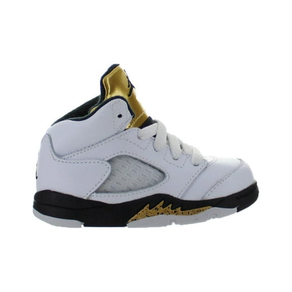 Kids Air Jordan 5 V Retro (TD) "Olympic" Metallic Gold Coin - White -
