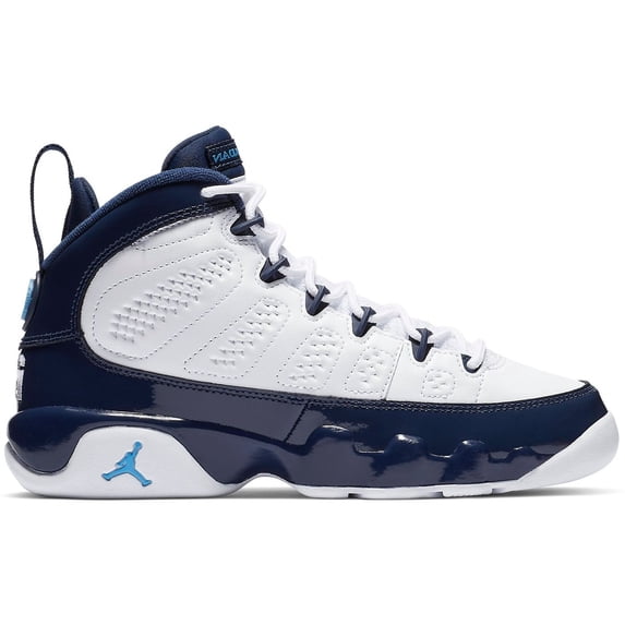 Kids Air Jordan Retro 9 GS UNC White University Blue Midnight Navy 302