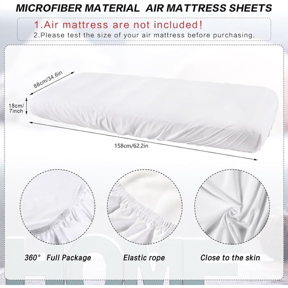 Kids Air Mattress Fitted Sheets - White, 8 Pcs