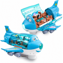 Kids Airplane 360° Rotating Electric Toy Plane with Lights & Sound, Little People Interactive Plane for Boys Girls Christmas Birthday Gifts(Blue)