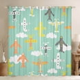 thumbnail image 1 of Airplane Curtains 38"x45" Set of 2 Panels,Cartoon Aircrafts Window Curtains & Drapes Cute Flying Plane Blackout Curtains Kawaii Planes Clouds Darkening Curtains Airplane Decor Room, 1 of 6