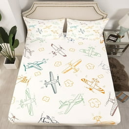 YST Cute Airplane Queen Size Fitted Sheet for Toddler Boys Girls Funny Flying Aircraft Bed Sheets Kawaii Dog Pilot Bedding Blue Helicopter Bed Set Cartoon Pet Aviation Theme Sheets Walmart