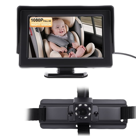 Baby Car Camera HD 1080P Night Vision Adjustable 180 Wide View Angle Rear Facing Baby Car Monitor for Car Backseat