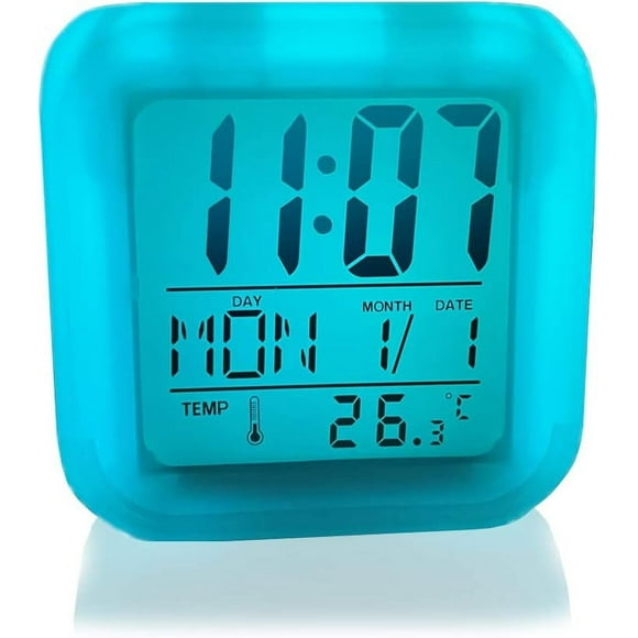 Kids Alarm Clock, 7 Colors Alarm Clock Night Light LED Digital Lamp, Kids Cartoon Bedroom Digital Alarm Clock Bedside Night Light Wake Up Cute Alarm Clock
