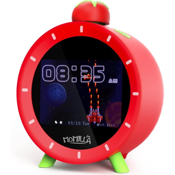 Kids Alarm Clock for Bedrooms, Visual Timer with 2.8" LCD Display 4 Alarms, Digital White Noice Sound Machine Heavy Sleepers Kids, Christmas Birthday Gifts Girls Boys