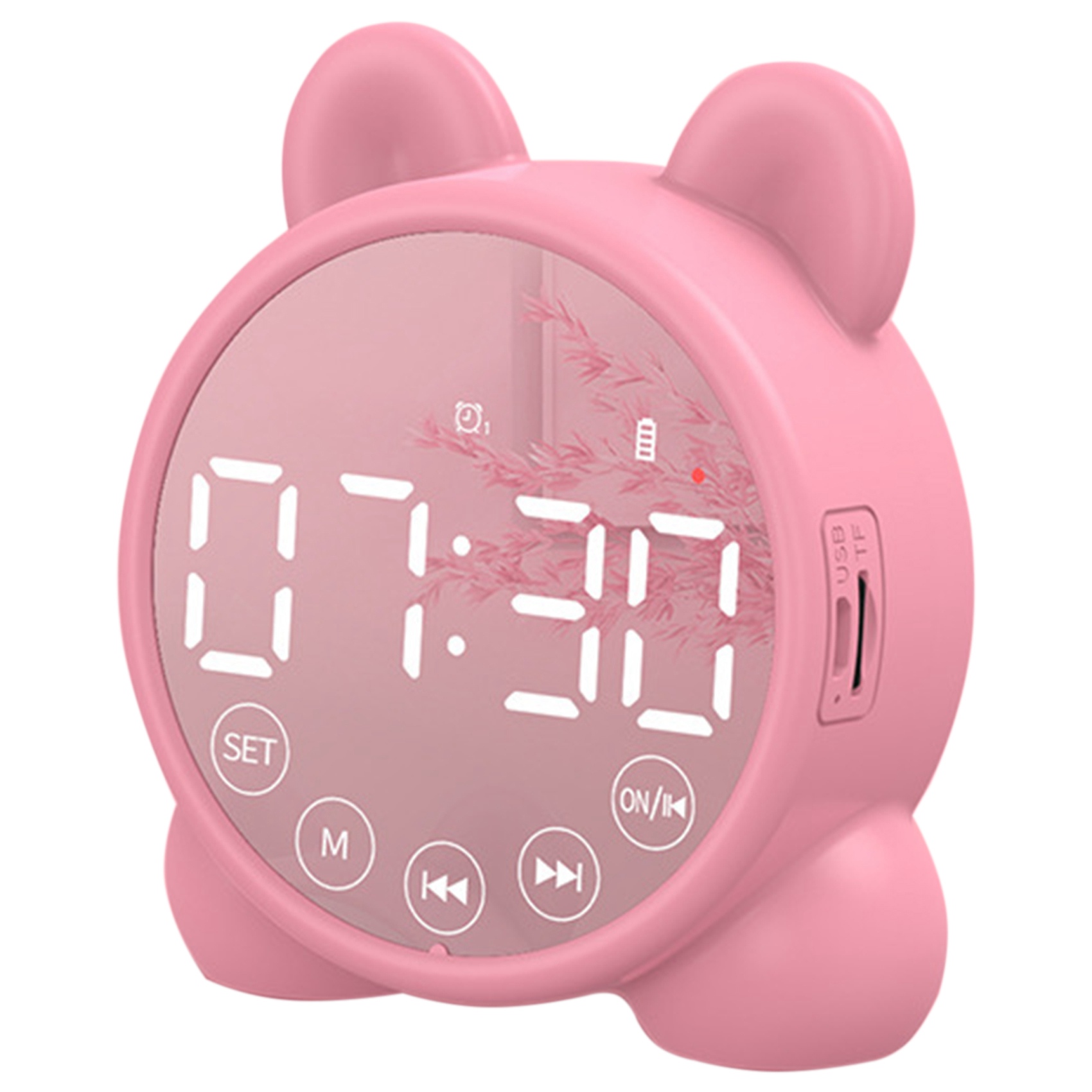 Kids Alarm Clock Bluetooth Speaker Bedside Alarm Clock,Mirror Digital