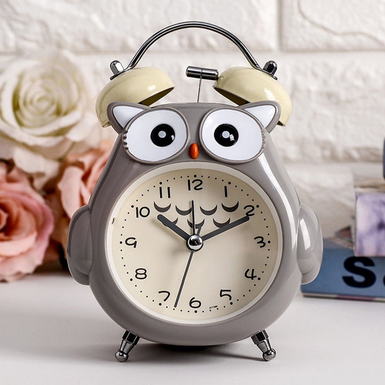 Kids Alarm Clock Owl Loud Bell Analog Alarm Clock Silent NonTicking