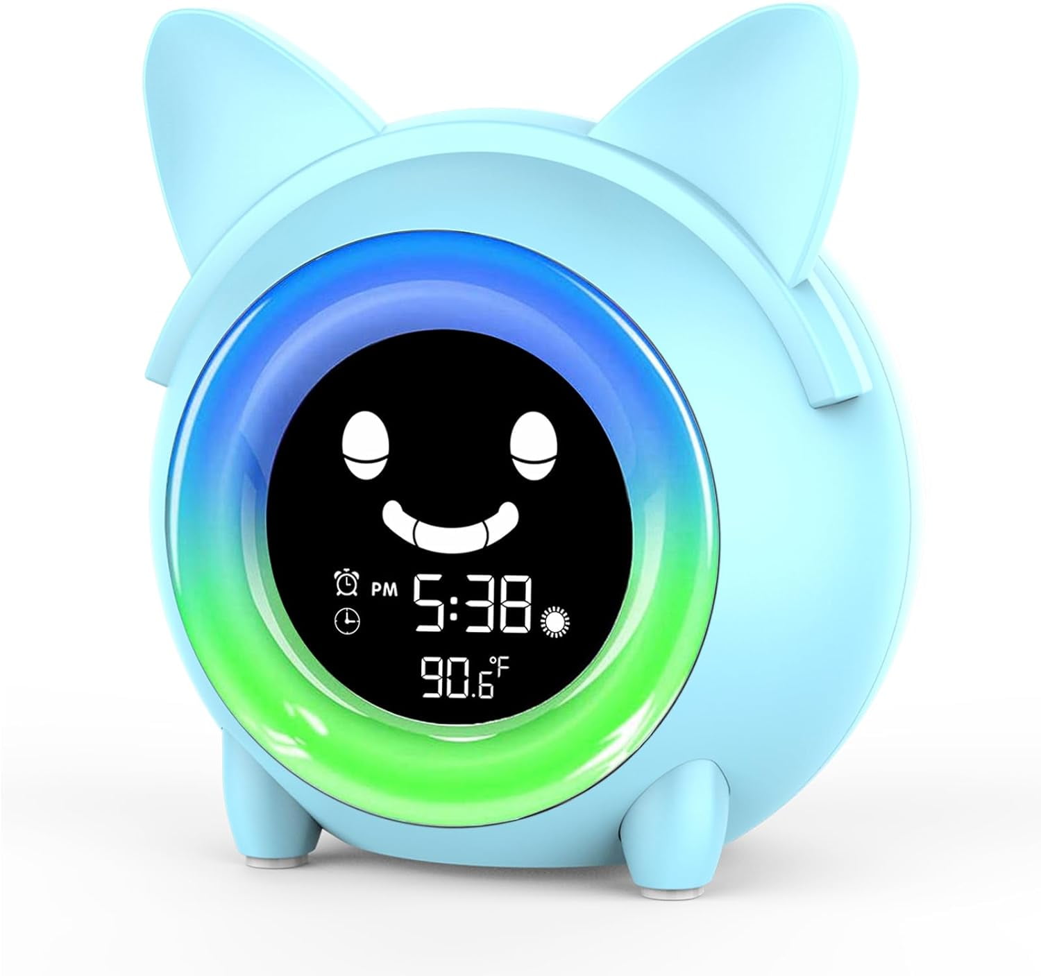 Kids Alarm Clock, Sleep Training with Toddler Night Light, Sleep Sounds Machine, Nap Timer, Temperature Detect, Cute Bedside Clock Kids Room Decor, Birthday