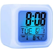 Kids Alarm Clock Wake Up Light Easy to Set Toddler, Children, Teens, Boys and Girls, LED Digital Alarm Clock with Snooze, Temperature Detect at Bedroom - Great Gift Idea White