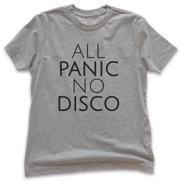 Kids All Panic No Disco Shirt, Youth Kids Boy Girl T-Shirt, Nervous Shirt, Introvert Shirt, Dark Heather Gray, Small