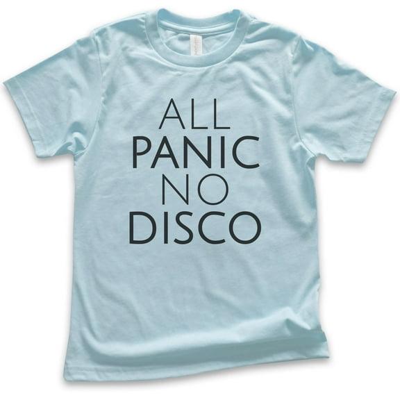 Kids All Panic No Disco Shirt, Youth Kids Boy Girl T-Shirt, Nervous Shirt, Introvert Shirt, Light Blue, X-Large