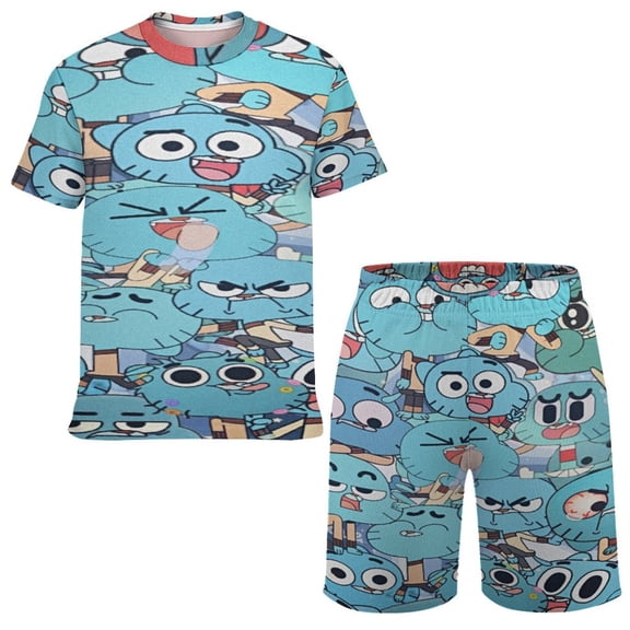 Kids Amazing World of Gumball T Shirt Shorts Set 2 Piece Graphic Short Sleeve Outfit Set for Boys Girls