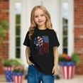 thumbnail image 1 of Kids American Flag Shirts Fashion Independence Day Patriotic T-Shirt Boys Girls Cute Round Neck Short Sleeve Cotton Tees Black 5-6 Years, 1 of 7
