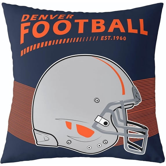 Kids American Football Cushion Covers 16x16 Inch Set of 4 Boys Football Player Throw Pillow Covers,American Football City Pillow Covers Rugby Ball Game Decorative Pillow Covers (Denver)