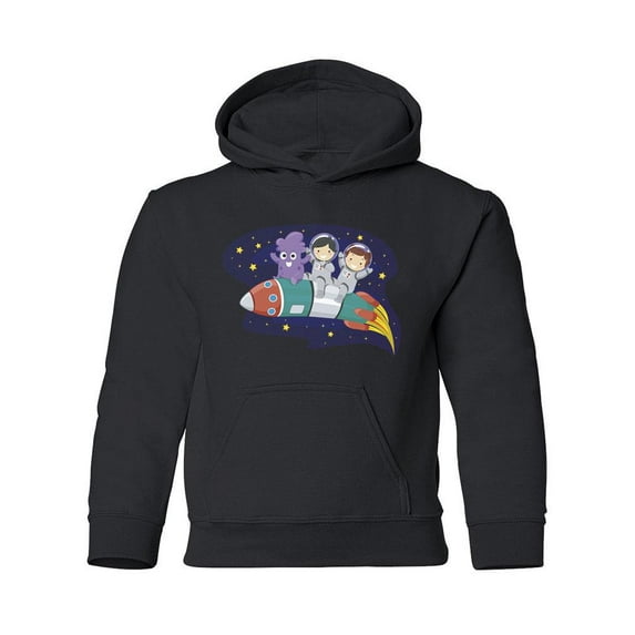 Kids And Alien On A Rocket Hoodie Juniors -Image by Shutterstock, Small