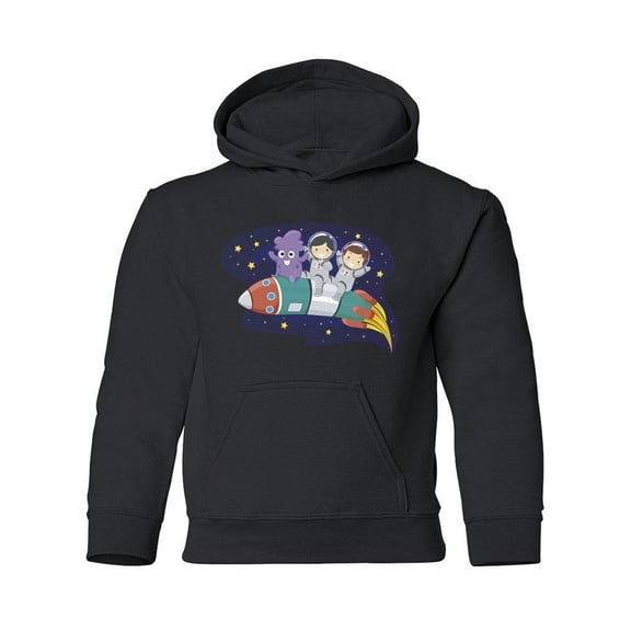 Kids And Alien On A Rocket Hoodie Juniors -Image by Shutterstock,  x-Large