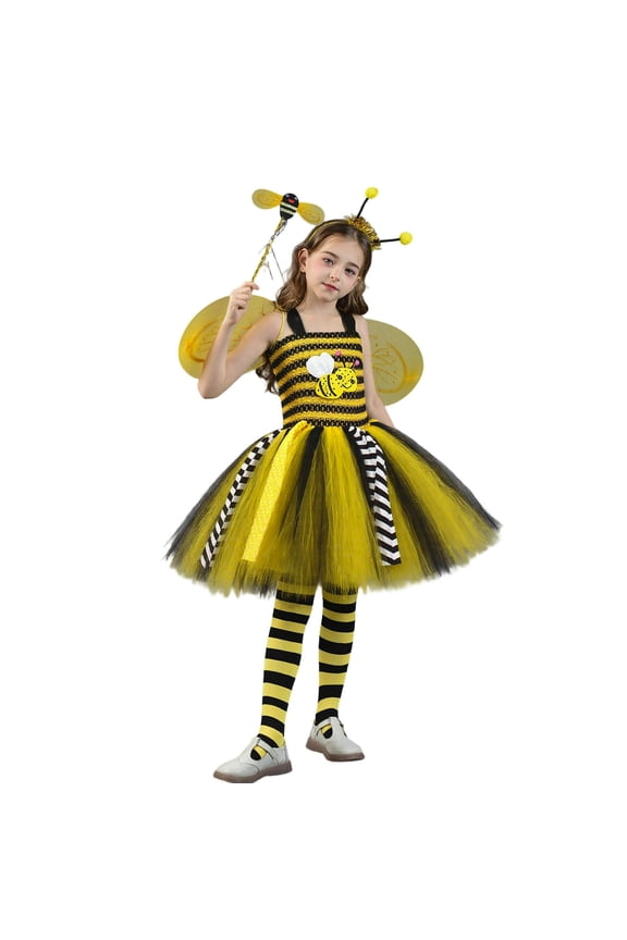 Kids Angel Tutu Dress, Animal Print Role Play Party with Layered Skirt for Stage Performance & Photo â 2T-6T