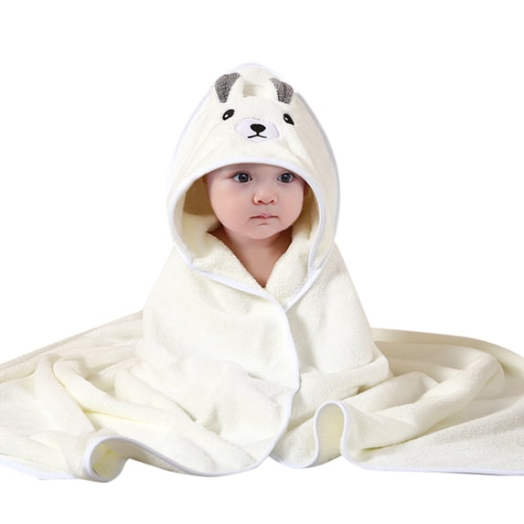 Kids Animal Hooded Bath Towel Soft Cartoon Cloak for Boys Girls,Beige,One Size