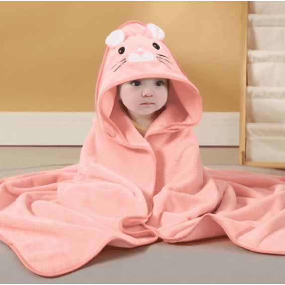 Kids Animal Hooded Bath Towel Soft Cartoon Cloak for Boys Girls,Orange,One Size