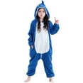 thumbnail image 1 of Kids Animal Onesies Pajamas Girls Boys Fuzzy Fleece Hooded Jumpsuits Sleepwear Cute Family Pajama Rompers Blue, 10 Y, 1 of 6