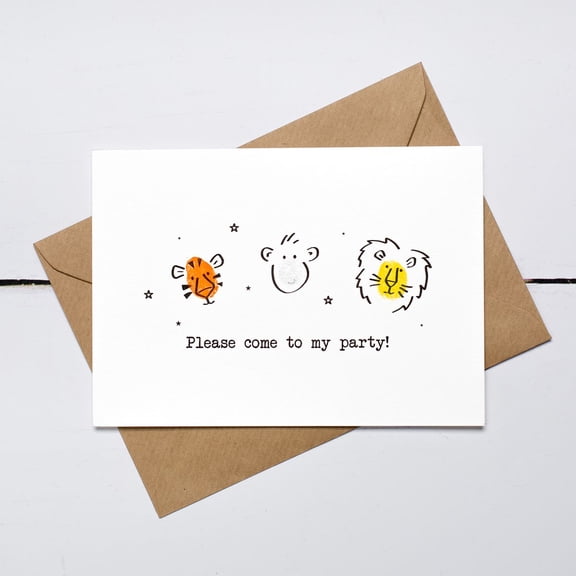 Kids Animal Party Invitation Card Cute Tiger, Monkey, and Lion Design Great for Birthday Celebrations Envelopes Included Fun, Engaging Invite for Little Ones
