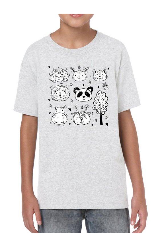 Kids Animals Drawing T-Shirt Juniors -Image by Shutterstock, Medium