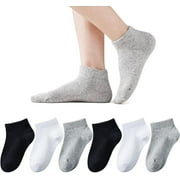 TIKUAJGIFT Kids Ankle Socks Girls Seamless Low Cut No Show Socks Cotton Thin Athletic Socks for Boys 6 Pack