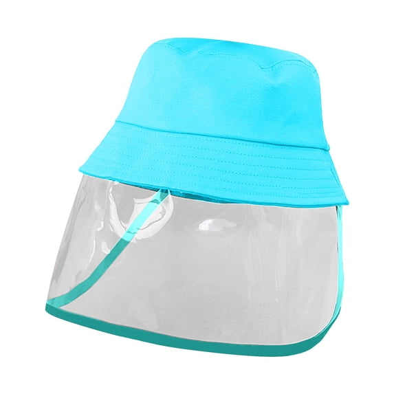Kids Anti Droplet Bucket Hat, Children's Face Shield Sun Hat with Transparent Visor, Toddler Protective Fishing Hat for Outdoor, Beach, Park and Daily Sun Protection Light Blue
