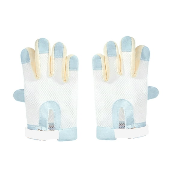 Kids Anti - Nail - Biting Finger Gloves, 5 - Finger Design For Children, 2 Packs In Cyan Blue Size S