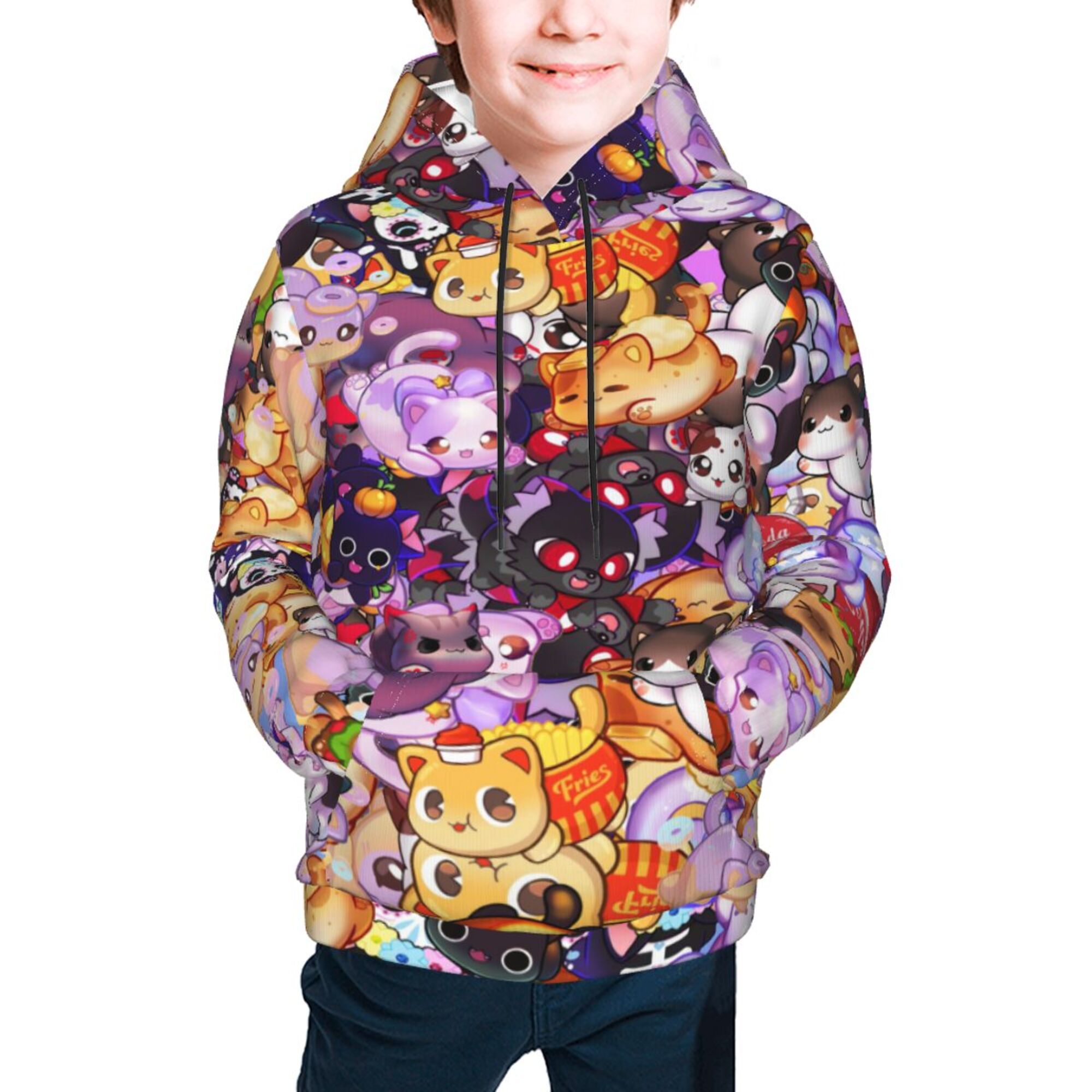 Kids Aphmau Pullover Hoodie With Pocket 3d Printed Novelty Anime Hooded Sweatshirt For Boy Girl