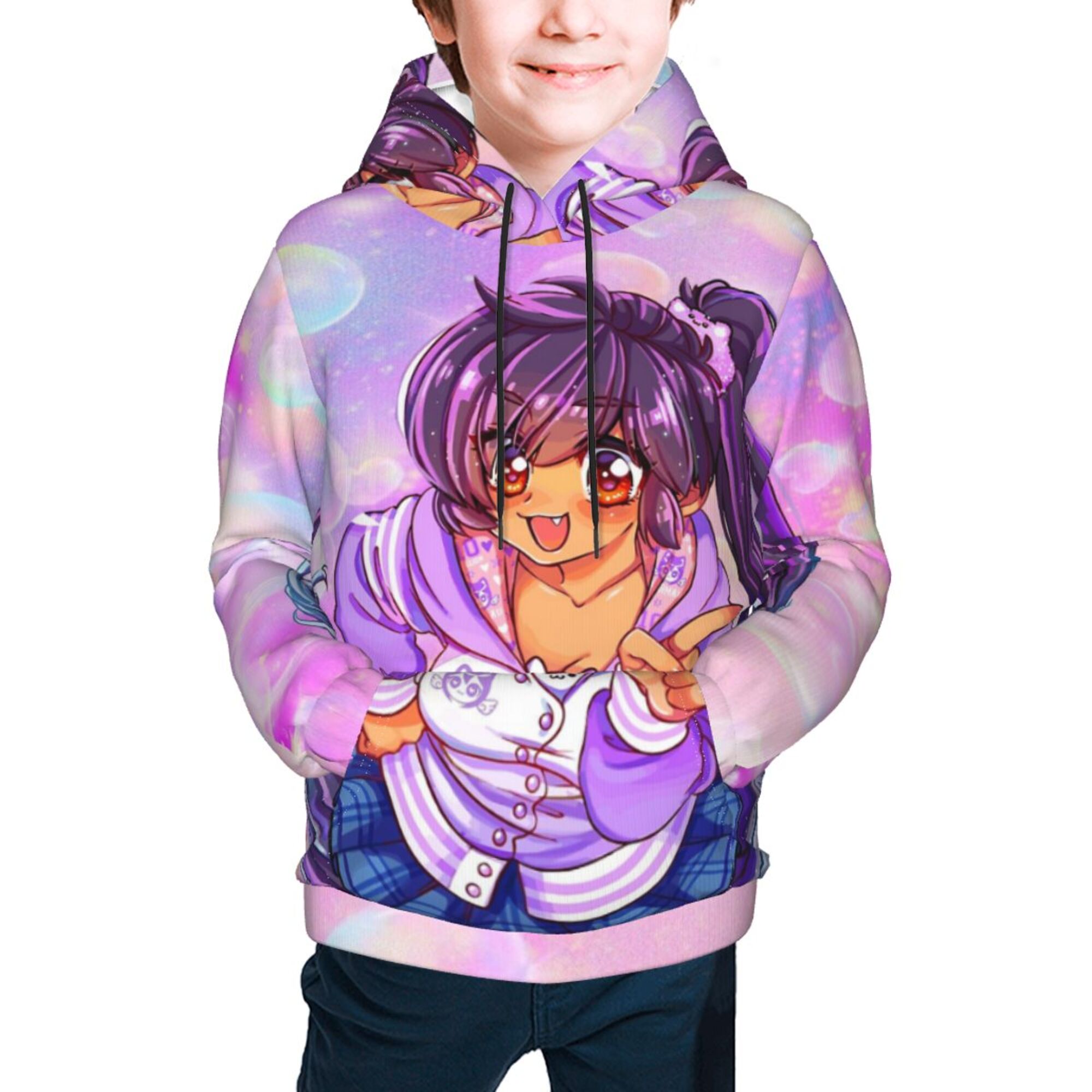Kids Aphmau Pullover Hoodie With Pocket 3d Printed Novelty Anime Hooded