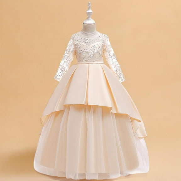 Kids Apparel Flower Girl Dresses Size 10-12 Casual Dresss Crew Neck A Line Swing Basic Skater Twirl Party Dresses Party Dresses 10-12 Cute Birthday Dress Summer Fashion 2025 Ropa NiñA