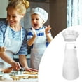 thumbnail image 1 of Kids Apron and Chef Hat, Adjustable Children Chef Apron, Boy Girl Apron with 2 Pockets for Kitchen Cooking Baking Painting Gardening , White M, 1 of 9