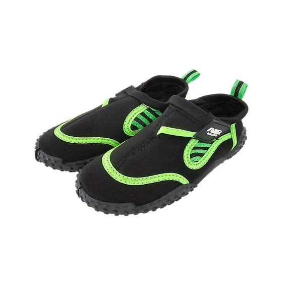 Kids Aqua Sock Wave Water Shoes Waterproof Slip-Ons for Pool Beach Sports Barefoot Shoes, Black Green, Size: 12, Air Balance