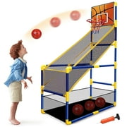 Kids Arcade Basketball Hoop with 4 Balls, Single Shot Basketball Game for Toddler,Carnival Games Sport Toys Gifts for Boys Girls Ages 3-8 Years Old Indoor Outdoor Sport Play - Easy Set Up
