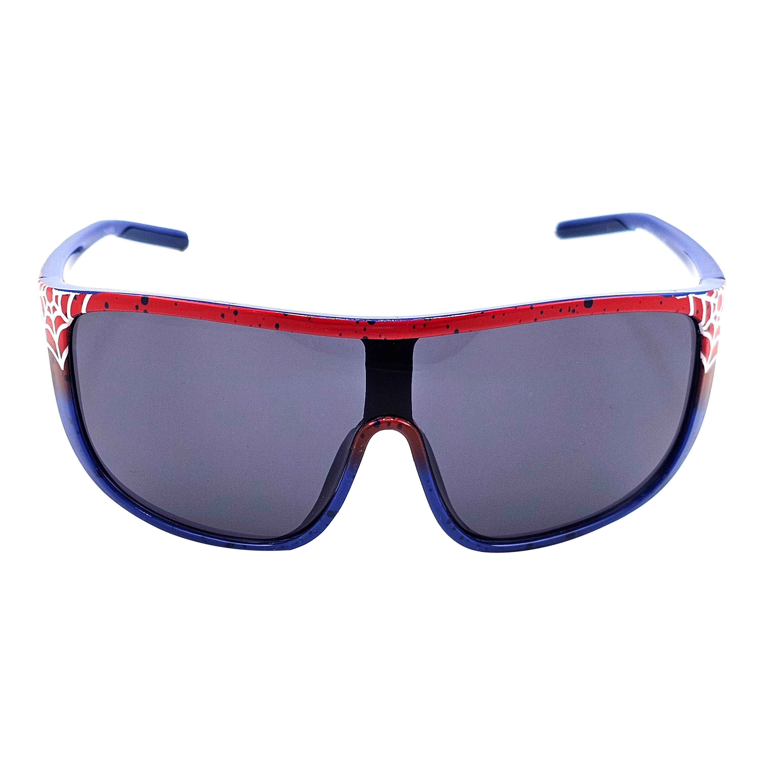 Marvel Spidey Boys Sunglasses Sports Wrap Frame, Red & Blue with UV Protection