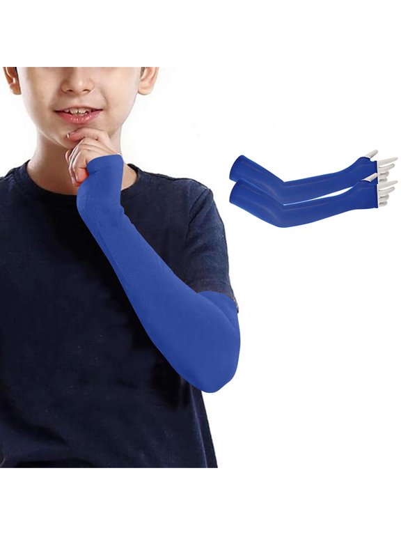 Kids Arm Sleeves Thinly Sun Protection Youth Atetic Sleeves with Thumb Hole Breathable Outdoor Cycling