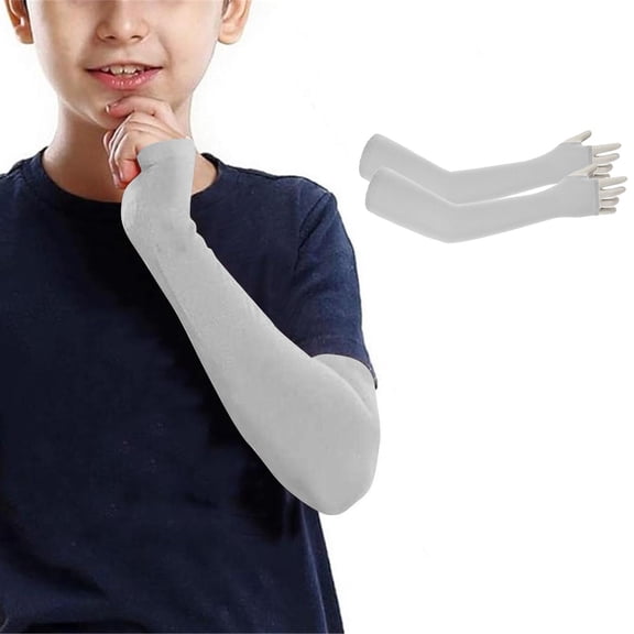 Kids Arm Sleeves Thinly Sun Protection Youth Athletic Sleeves with Thumb Hole Breathable Outdoor Cycling