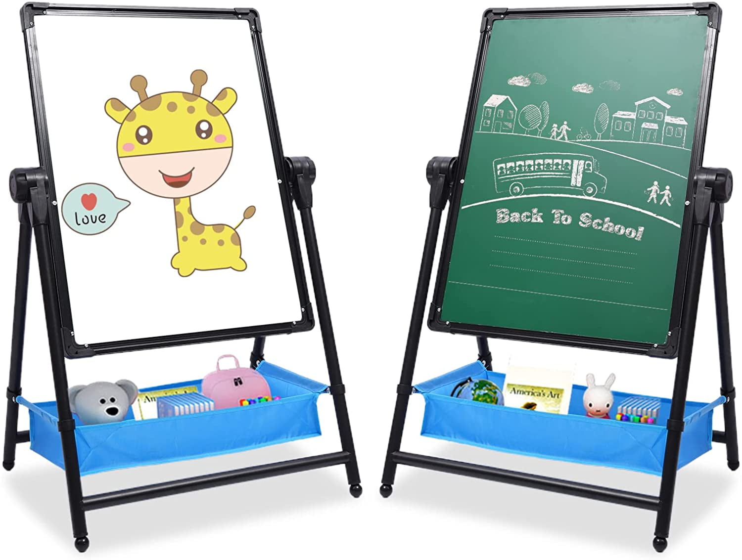 Freecat Art Easel for Kids, Adjustable Standing Rotatable Double Sided Easel  with Painting Accessories for Toddlers Boys and Girls-Pink, Christmas Gift  for Girls 3 4 5 6+ 