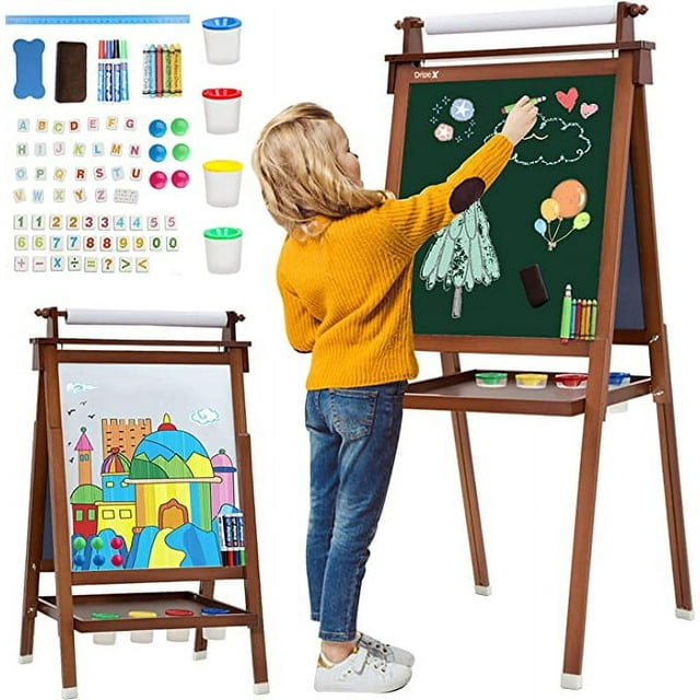 Kids Art Easel with Paper Roll Double Sided Toddler Children Easel