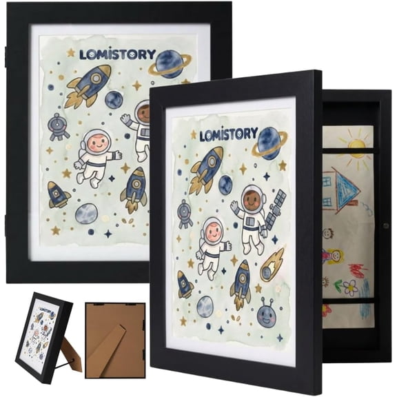 Kids Art Frame 2 Pack - Front Opening Letter Size (8.5" x 11") Frame with Storage, Holds Up to 100 Artwork Pieces, Wall or Tabletop Display