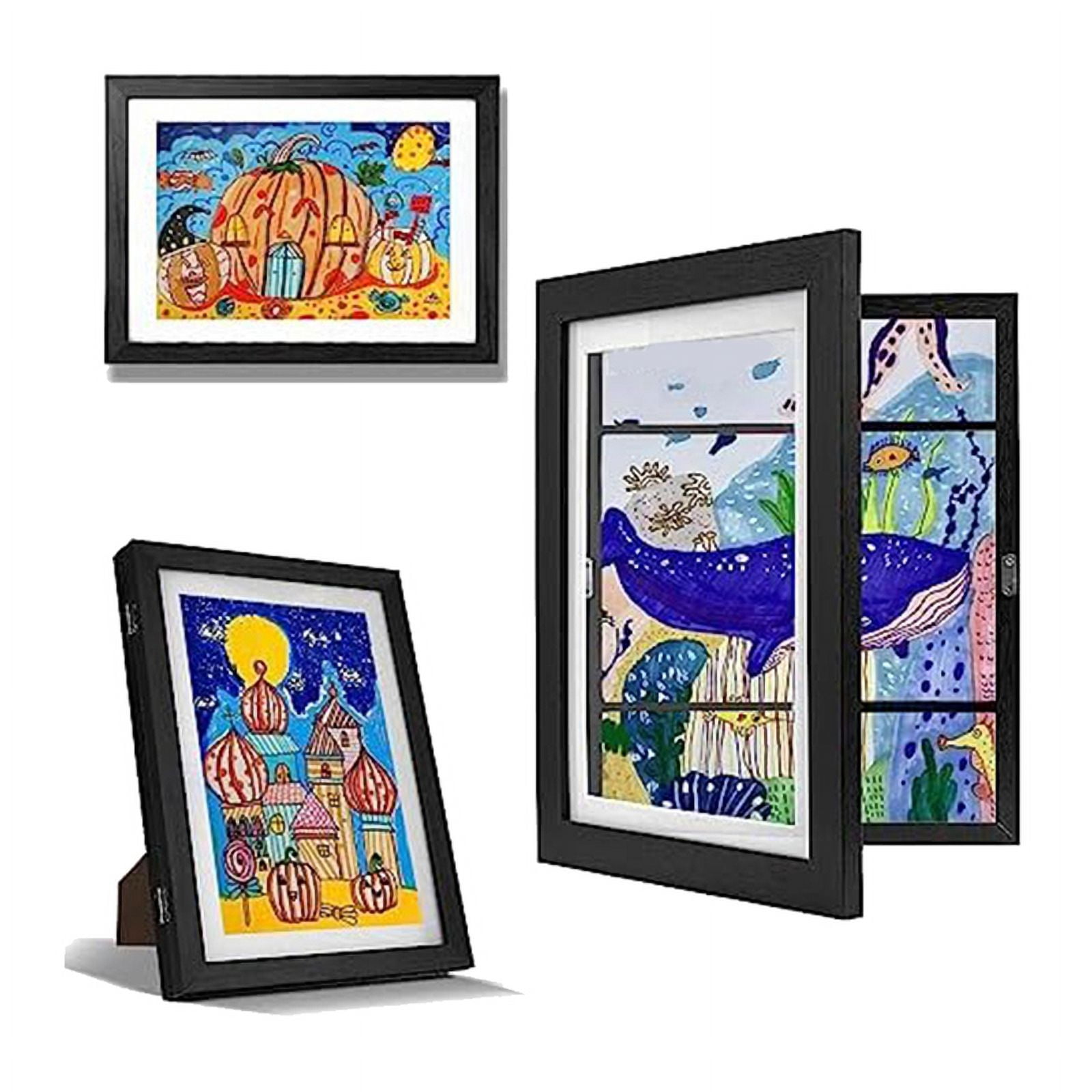 IMMERROT Kids Art Flip Frames - 4 Pack, 8.5x11 Inch, Changeable Display For Drawings & Photos