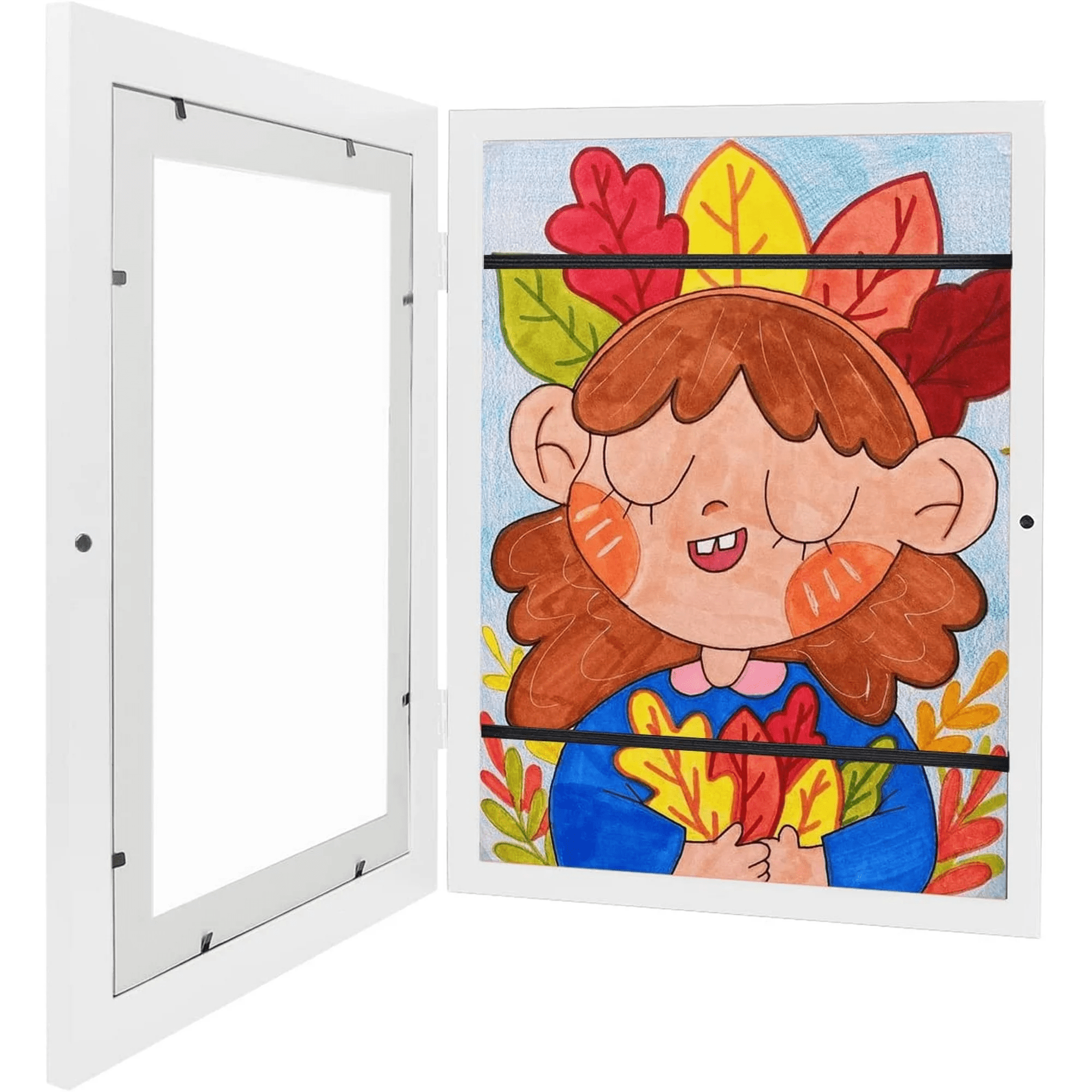 3-Pack Kids Art Display Frames – 8.5x11 Inch, Front Opening, Holds Up To 50 Drawings, Rustic Style For Wall Display