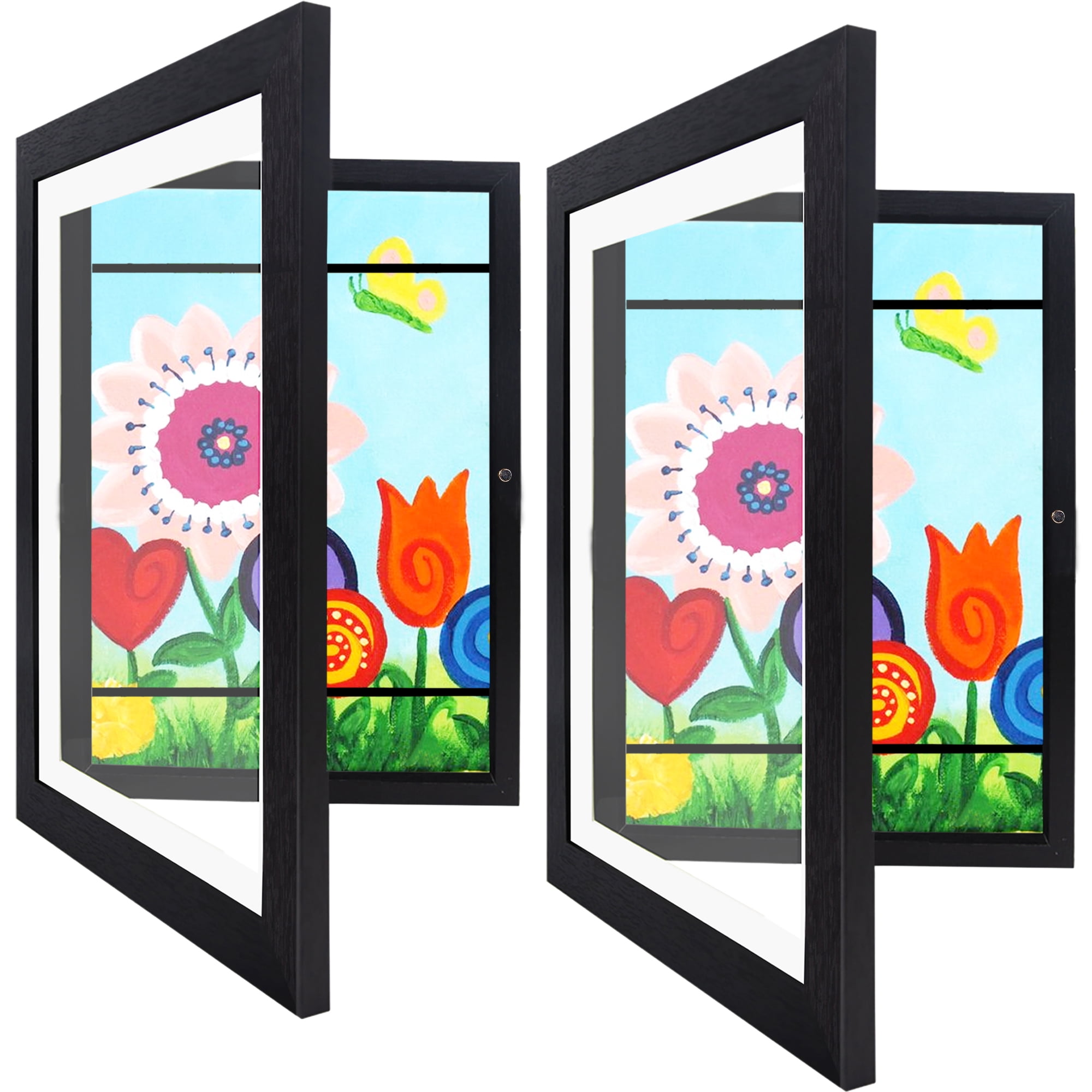 Kids Art Frames Front Opening Changeable Sets of 2 Black 8.5X11