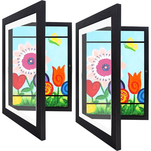Kids Art Frames Front Opening Changeable Sets of 2 Black 8.5X11