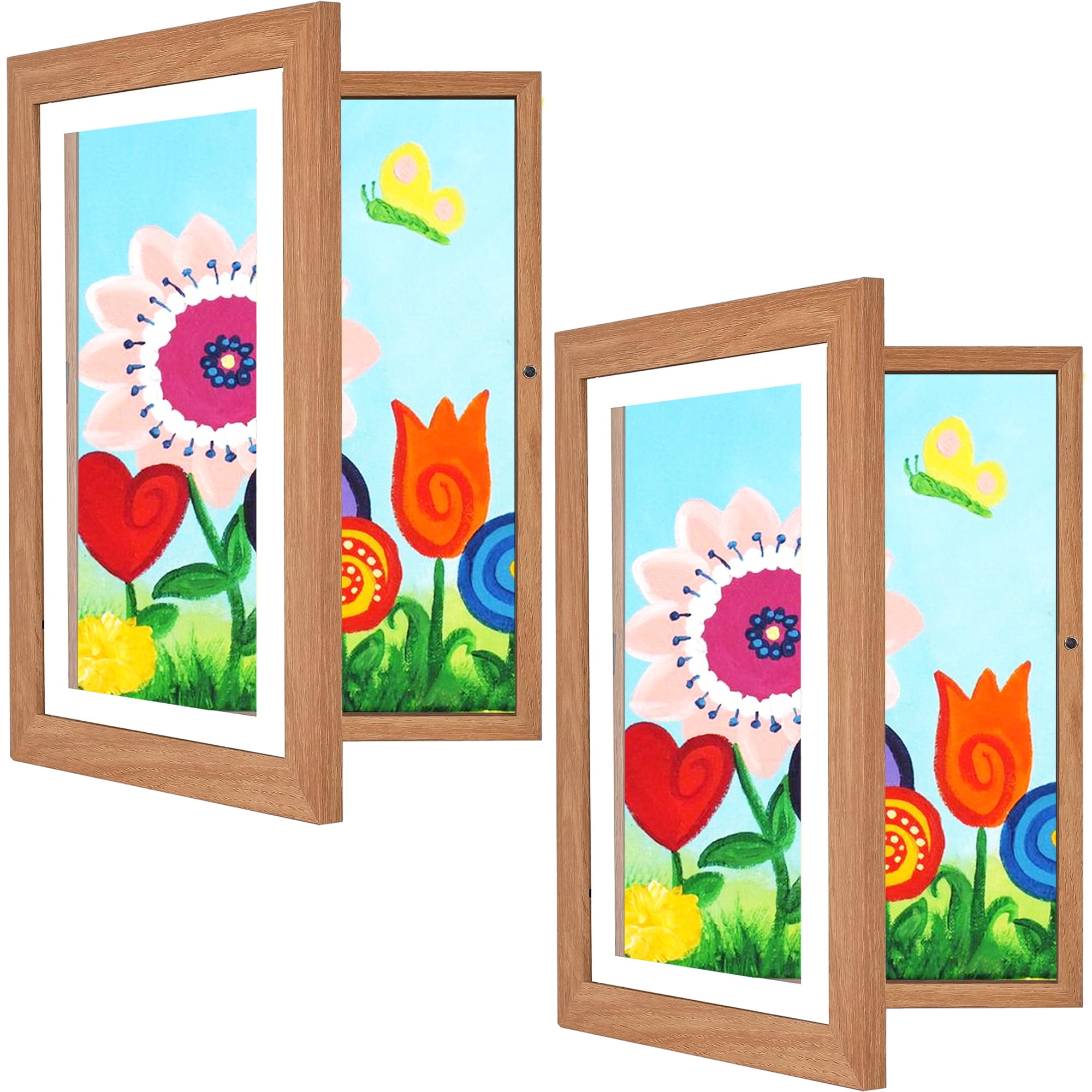 Kids Art Frames Front Opening Changeable Sets of 2 Wood 8.5X11" Artwork