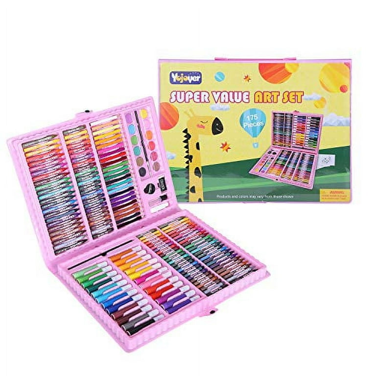 Kids Art Kit 175 Piece Art Supplies for Painting and Drawing with Colored  Pencils Crayons for Children and Beginner Pink