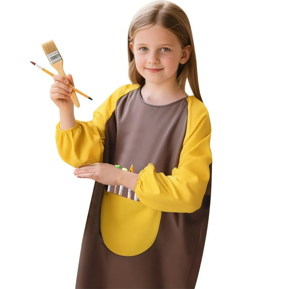 Kids Art Smock Painting Apron Long Sleeve Coffee Apron Pair With A Pocket Toddler Bibs Ages 4-6 Years For Child